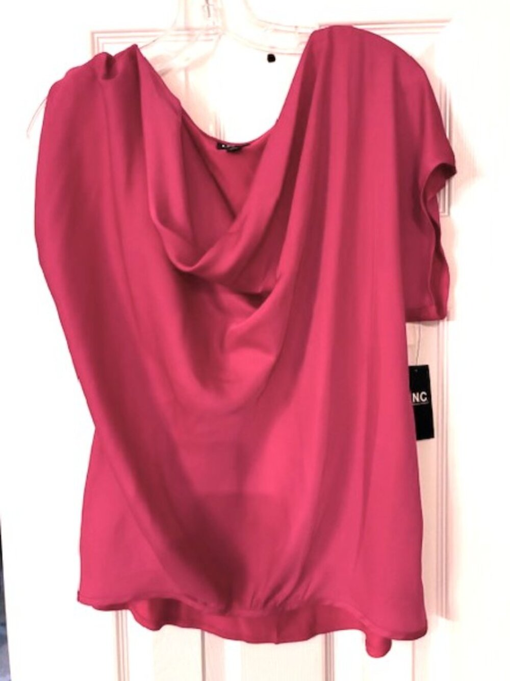 INC Women's NWT $44 Hot Pink Fuchsia Mixed Fabric Sleeveless Top Blouse Size XL